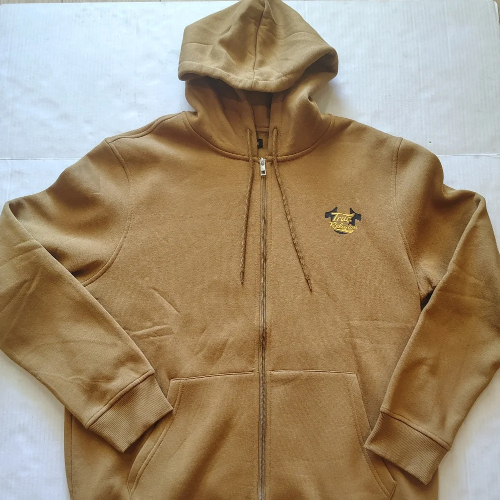True Religion Men's Overlay‎ Logo Zip Hoodie Size XL Color Dijon
